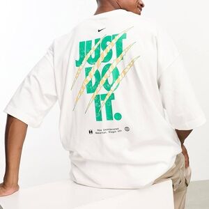 Nike Brandriffs Sportswear Oversized White Tee with Green Graphic